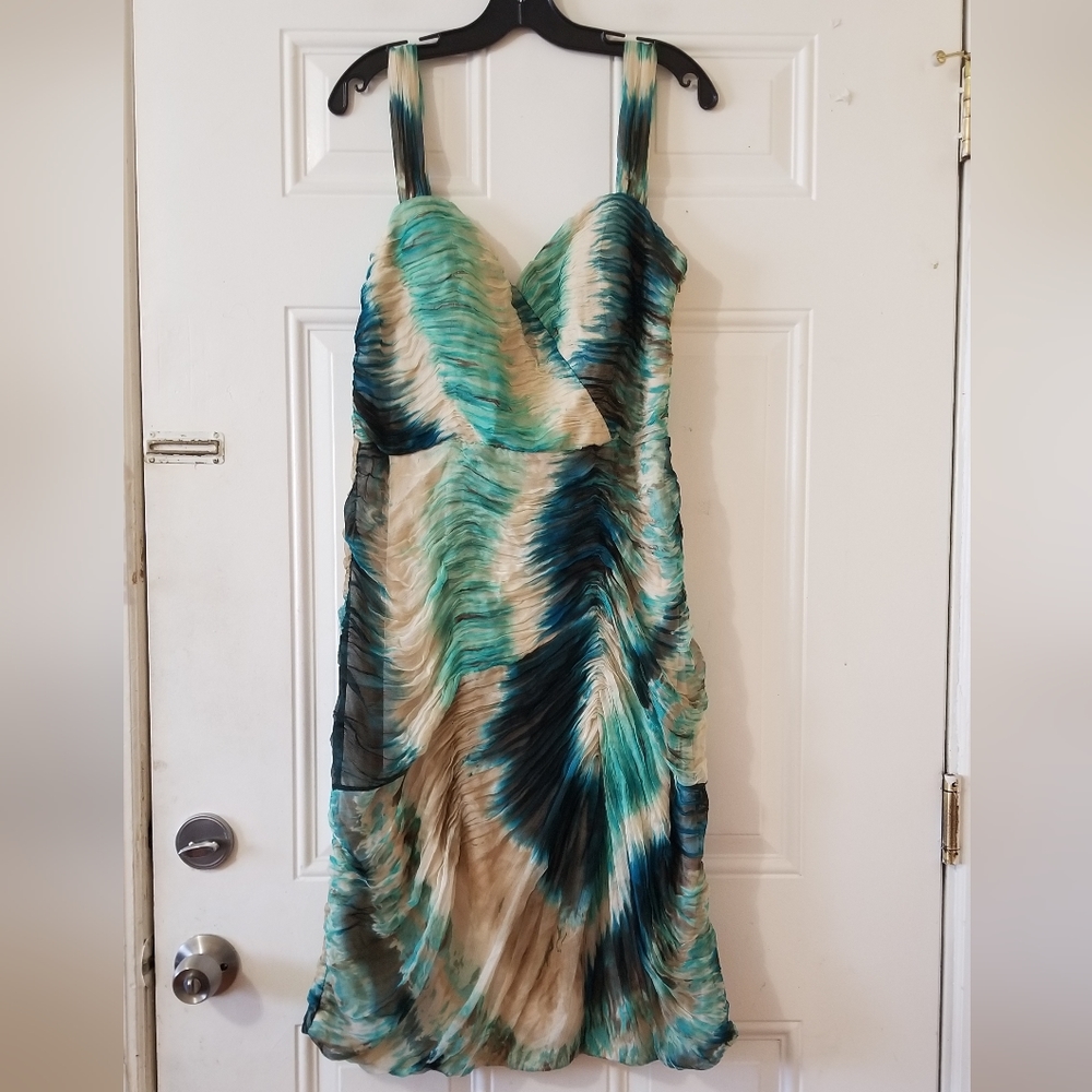 Marsoni 100% Silk Sleeveless Pleated  Dress Sz 14